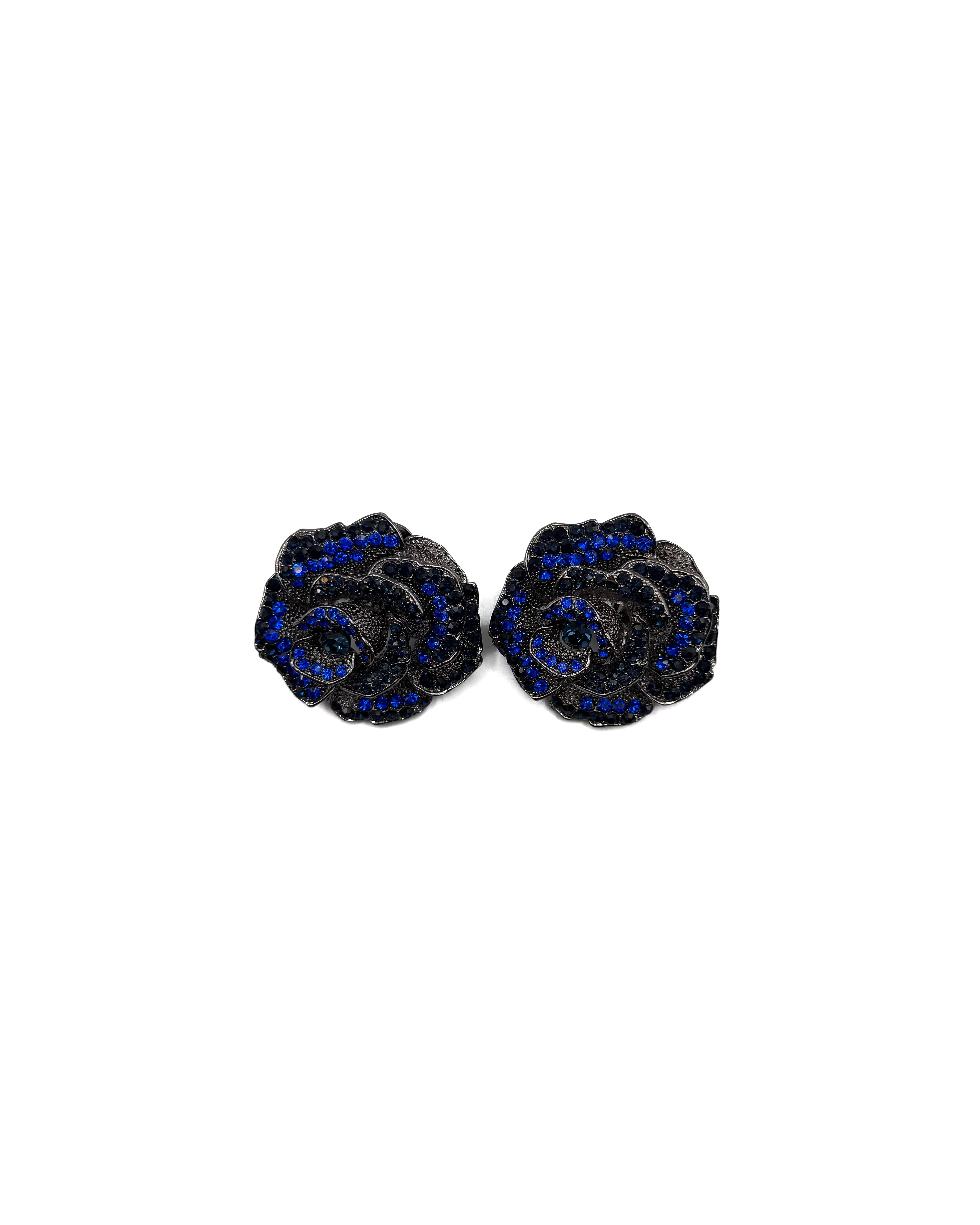 Obsidian Rose Clip-On Earrings